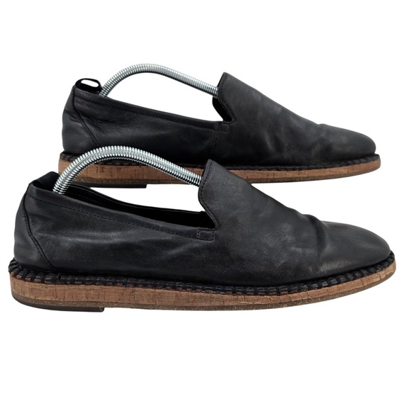 John Varvatos Mens 10 Zander Black Leather Slip On Loafers
